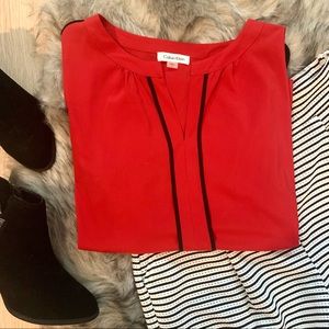 Calvin Klein Red Tank top with Black Piping